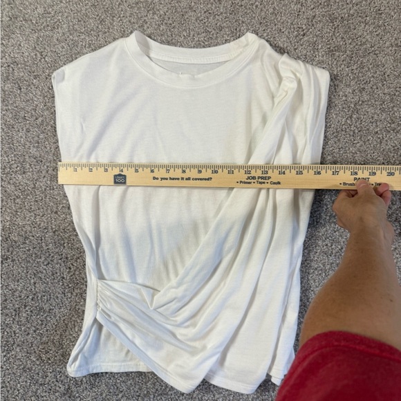 A New Day White Ruched Side Swag Draping Greek Goddess Tee – Women’s Medium - Picture 5 of 5